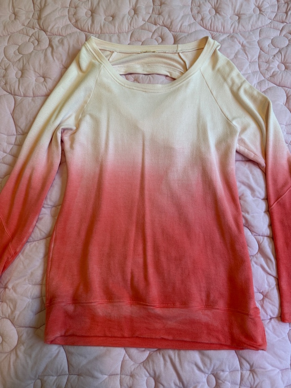 Pink Lotus Pink-to-Cream Ombre Crewneck Sweater